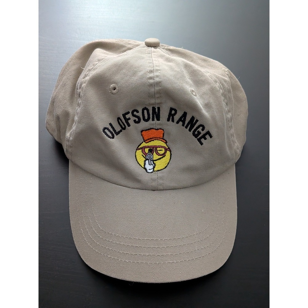Olofson Range Shooting‎ Hat Baseball Cap Smiley Face Beige OSFM